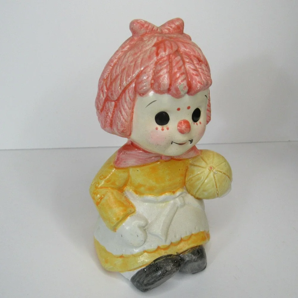 Vintage RAGGEDY ANN doll Piggy coin Bank 6.5